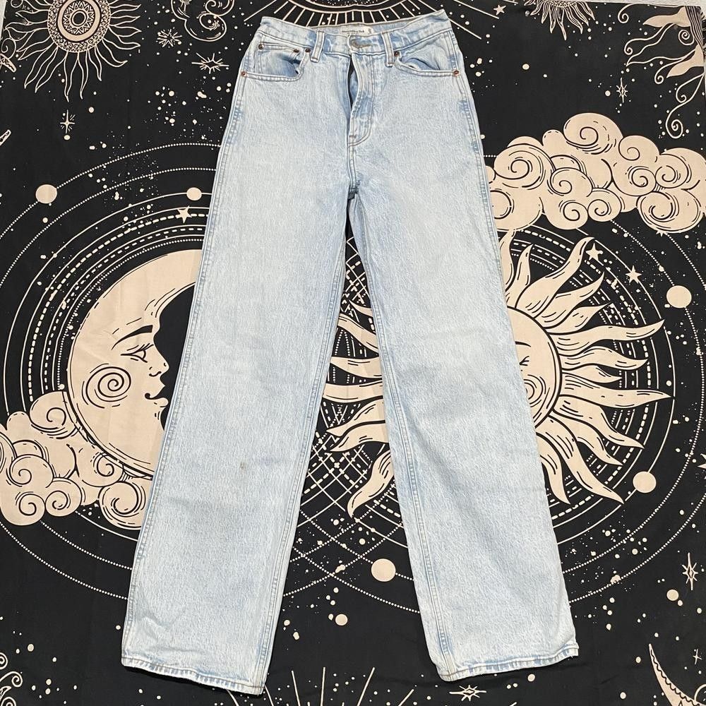 Abercrombie & Fitch Straight Jeans Women's 4 Blue Cotton Denim Baggy Stretch